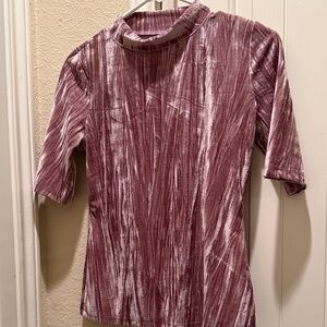 Pilcro Women's Velvet Mock Neck Top in Dusty Rose